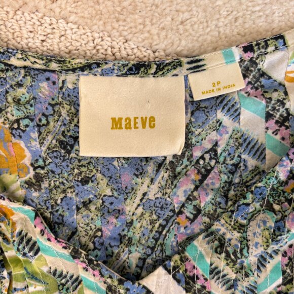 Maeve Anthropologie "Maya" Floral Flutter Sleeve Top - Picture 2 of 3